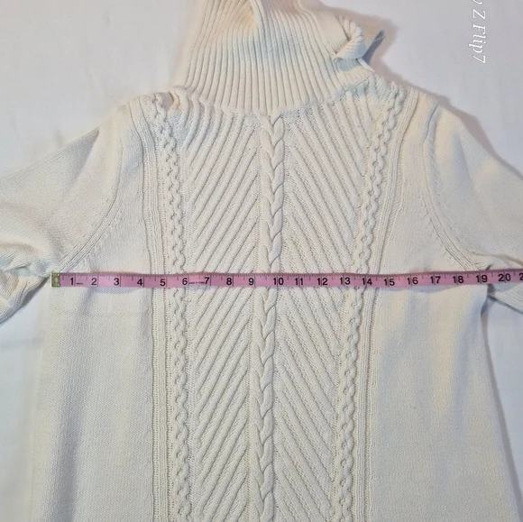 Talbot's Cream Cable Knit Turtleneck Sweater 100% Cotton - Picture 7 of 8